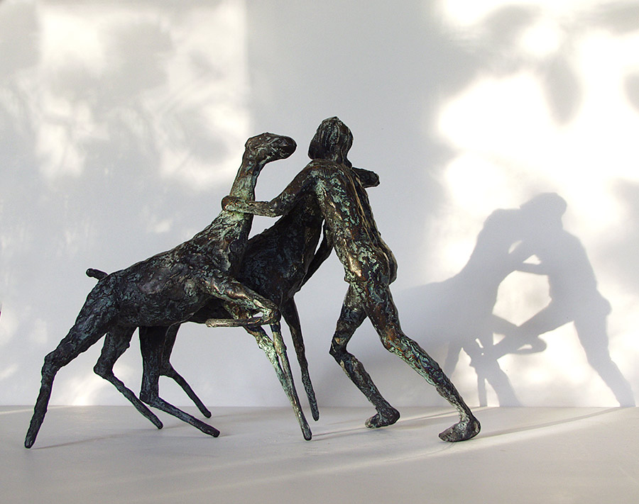 Pferdebändiger Bronzefigur von Hanno Edelmann