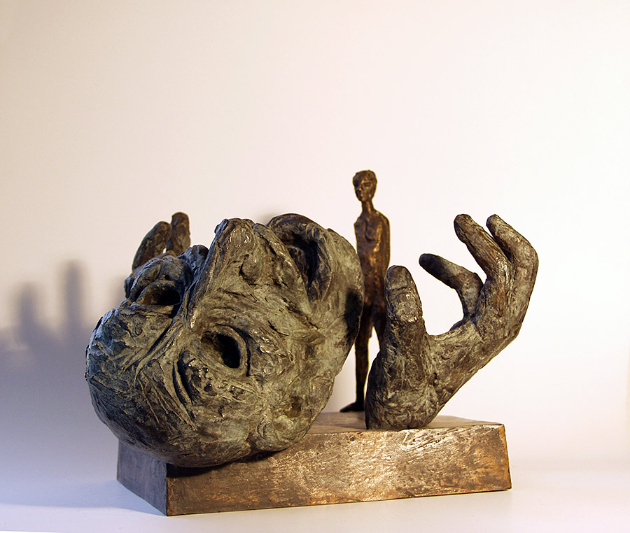 Bronzefigur von Hanno Edelmann- David und Goliath - Ansicht 3